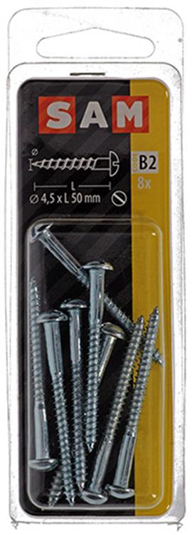 Mack 1017378 - vis à bois tête cylindrique acier galvanisé 8 pcs 4,5 x 50 mm | 10 pièces