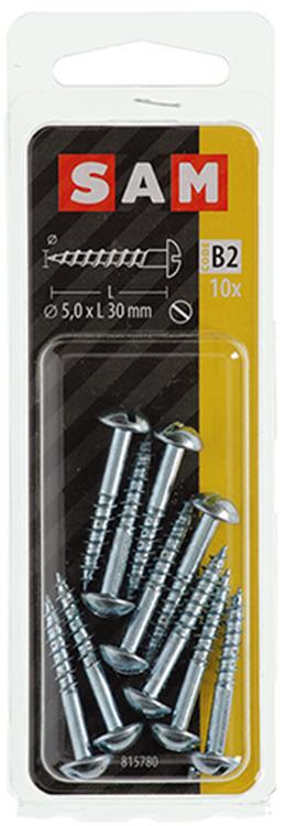 Mack 1017379 - vis à bois tête cylindrique en acier galvanisé 10 pcs 5,0 x 30 mm | 10 pièces