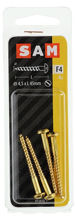 Mack 1019667 - vis à bois tête cylindrique laiton 4 pcs 4,5 x 45 mm | 10 pièces