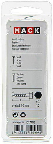 Mack 1017402 - boulon fileté à bois en acier galvanisé 12 pièces 6 x 30 mm | 10 pièces - afbeelding 3