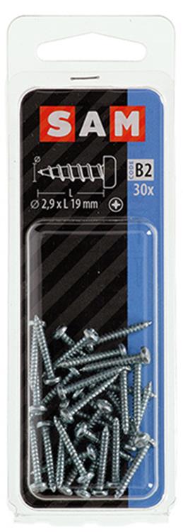 Mack 1017436 - vis autotaraudeuse à tête cylindrique galv. 30 pièces 2,9 x 19 mm | 10 pièces