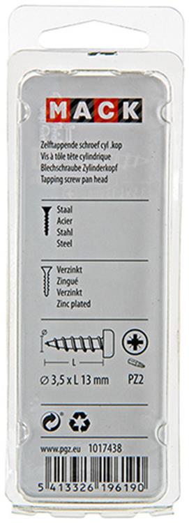 Mack 1017438 - vis autotaraudeuse à tête cylindrique galv. 30 pièces 3,5 x 13 mm | 10 pièces
