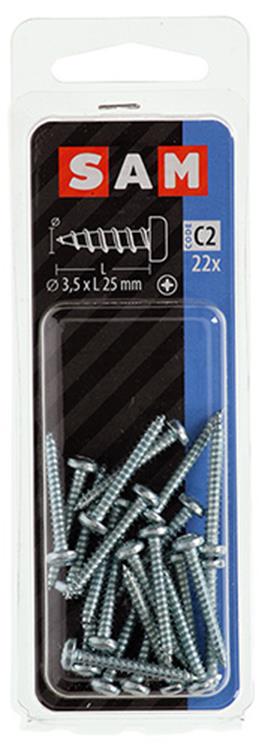 Mack 1017441 - vis autotaraudeuse à tête cylindrique galv. 22 pièces 3,5 x 25 mm | 10 pièces