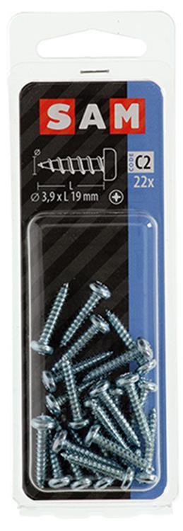 Mack 1017444 - vis autotaraudeuse à tête cylindrique galv. 22 pièces 3,9 x 19 mm | 10 pièces