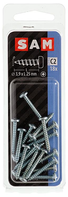 Mack 1017445 - vis autotaraudeuse à tête cylindrique galv. 18 pièces 3,9 x 25 mm | 10 pièces