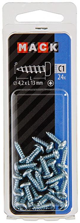 Mack 1017446 - vis autotaraudeuse à tête cylindrique galv. 24 pièces 4,2 x 13 mm | 10 pièces