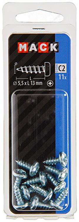Mack 1017456 - vis autotaraudeuse à tête cylindrique galv. 11 pièces 5,5 x 13 mm | 10 pièces