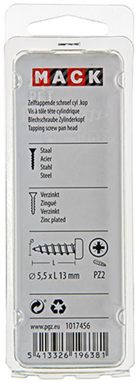 Mack 1017456 - vis autotaraudeuse à tête cylindrique galv. 11 pièces 5,5 x 13 mm | 10 pièces