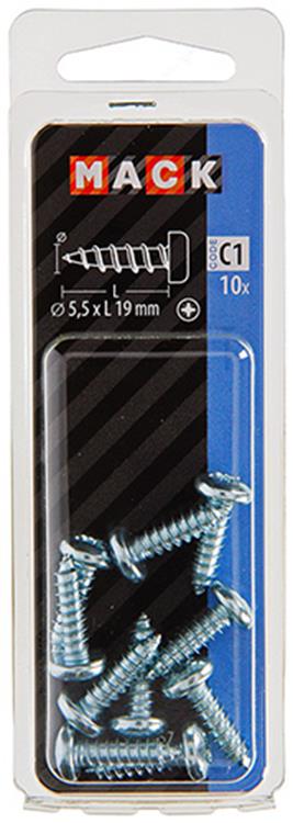 Mack 1017457 - vis autotaraudeuse à tête cylindrique galv. 10 pièces 5,5 x 19 mm | 10 pièces
