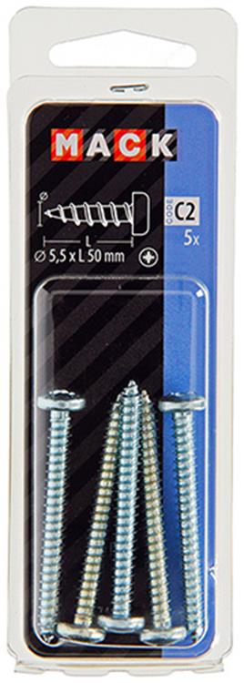 Mack 1017460 - culasse à vis autotaraudeuse galv. 5 pièces 5,5 x 50 mm | 10 pièces
