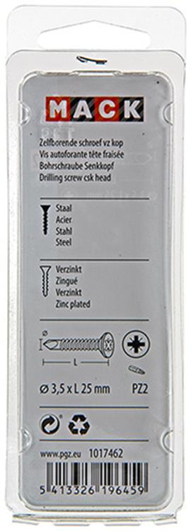 Mack 1017462 - vis autoperceuse à tête galvanisée. 30 pièces 3,5 x 25 mm | 10 pièces