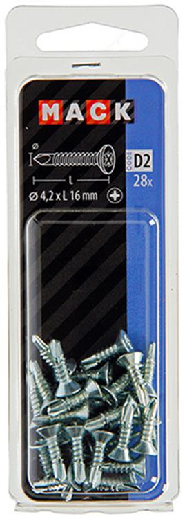 Mack 1017463 - vis autoperceuse à tête galvanisée. 28 pièces 4,2 x 16 mm | 10 pièces