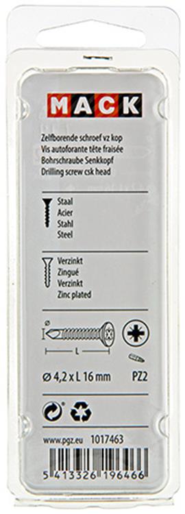 Mack 1017463 - vis autoperceuse à tête galvanisée. 28 pièces 4,2 x 16 mm | 10 pièces