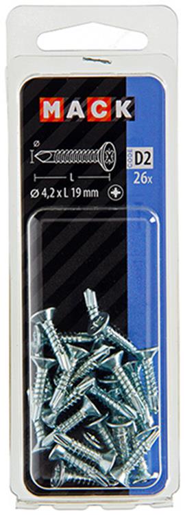 Mack 1017464 - vis autoperceuse à tête galvanisée. 26 pièces 4,2 x 19 mm | 10 pièces