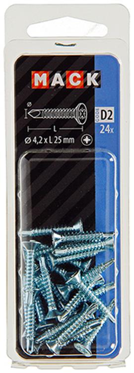 Mack 1017465 - vis autoperceuse à tête galvanisée. 24 pièces 4,2 x 25 mm | 10 pièces