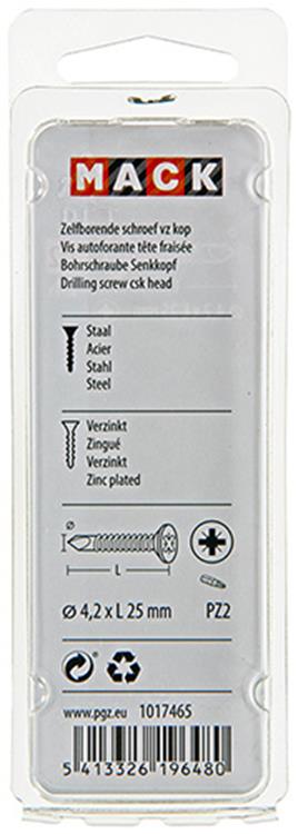 Mack 1017465 - vis autoperceuse à tête galvanisée. 24 pièces 4,2 x 25 mm | 10 pièces