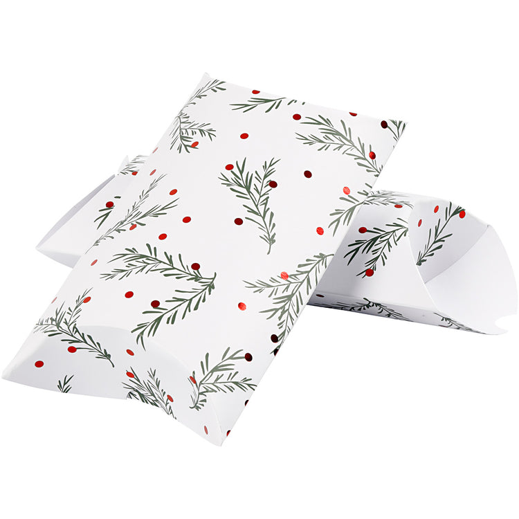 Vivi gade coffrets cadeaux, branche avec boules de Noël, dim. 18x15x6 cm, 300 g, vert, rouge métallisé, blanc, 3 pièces 1 boîte