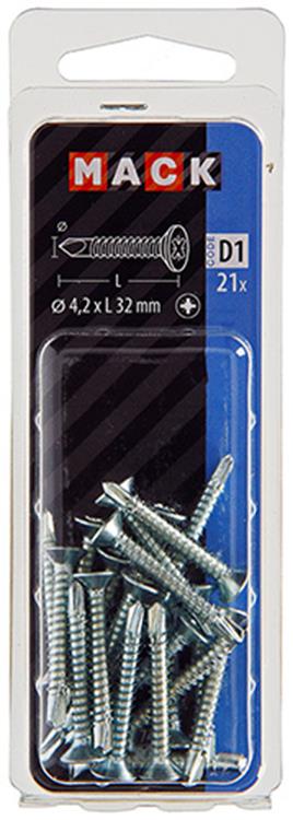 Mack 1017466 - vis autoperceuse à tête galvanisée. 21 pièces 4,2 x 32 mm | 10 pièces