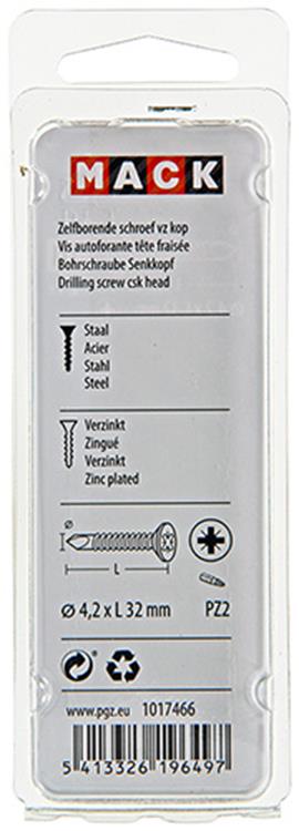 Mack 1017466 - vis autoperceuse à tête galvanisée. 21 pièces 4,2 x 32 mm | 10 pièces