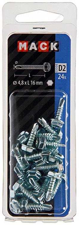 Mack 1017475 - vis autoperceuse hexagonale. tête galvanisée. 24 pièces 4,8 x 16 mm | 10 pièces