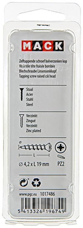 Mack 1017486 - vis autotaraudeuse bvk galvanisée 18 pcs 4,2 x 19 mm | 10 pièces