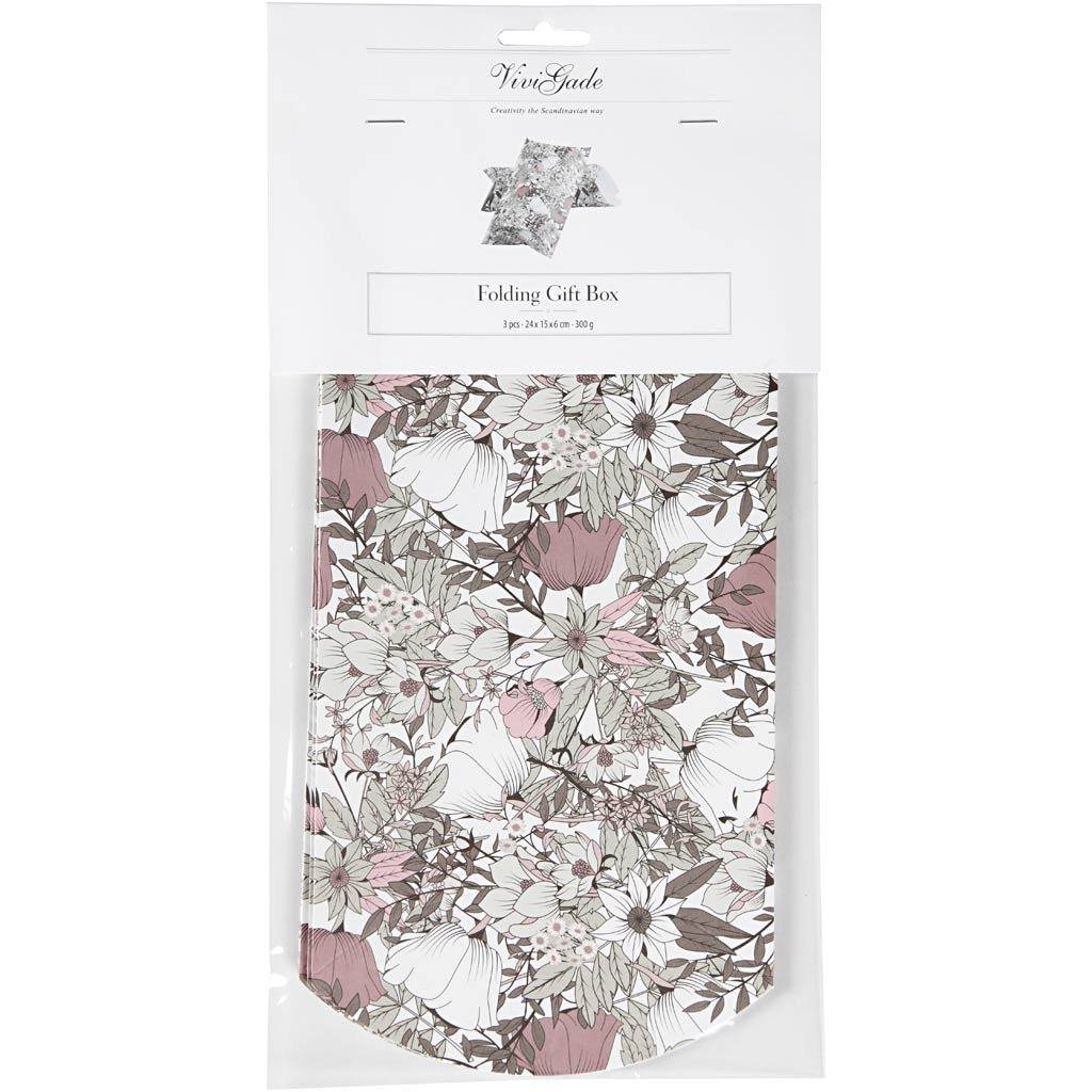 Coffret cadeau Vivi Gade, fleurs, dim. 18x15x6 cm, 300 g, marron, 3 pièces 1 boîte