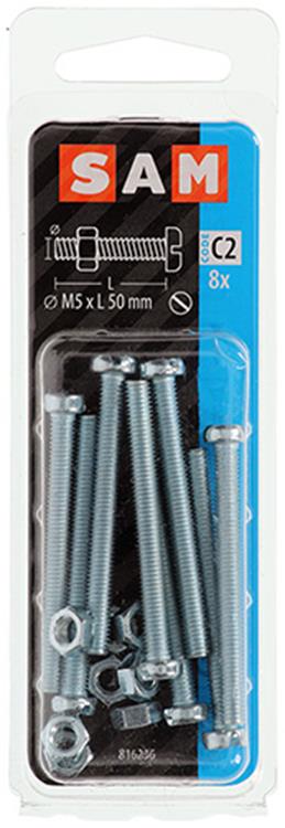 Mack 1017528 - vérin à vis métal. tête + écrou plaqué 8 pcs m5 x 50 mm | 10 pièces