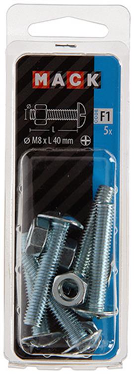 Mack 1017559 - boulon de chauffage + écrou acier galvanisé 5 pcs m8 x 40 mm | 5 pièces