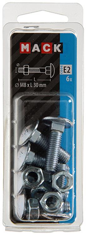 Mack 1017579 - boulon à bois + écrou en acier galvanisé 6 pcs m8 x 30 mm | 5 pièces