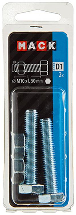 Mack 1017622 - boulon de robinet + écrou en acier galvanisé 2 pcs m10 x 50 mm | 5 pièces