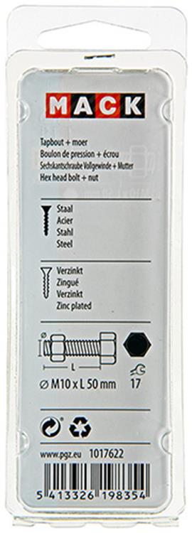 Mack 1017622 - boulon de robinet + écrou en acier galvanisé 2 pcs m10 x 50 mm | 5 pièces