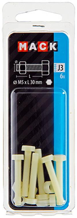 Mack 1017642 - boulon de robinet + écrou nylon 6 pcs m5 x 30 mm | 10 pièces