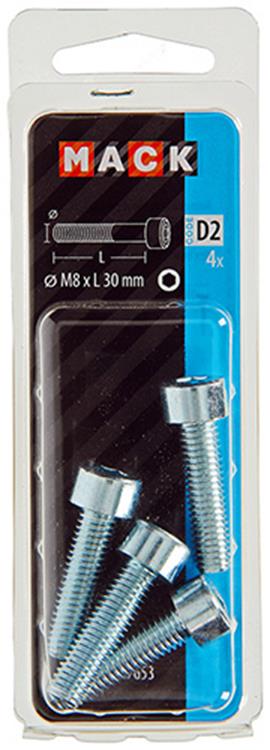 Mack 1017653 - boulon à six pans creux cyl. tête plaquée. 4 pièces m8 x 30 mm | 10 pièces