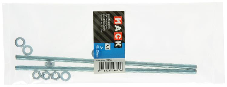 Mack 1017662 - embout fileté + rondelle + écrou plaqué. 2 pièces m6 x 200 mm | 10 pièces