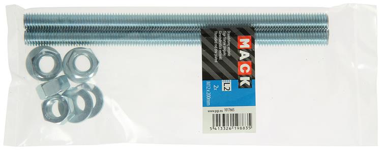 Mack 1017665 - embout fileté + rondelle + écrou plaqué. 2 pièces m12 x 200 mm | 5 pièces