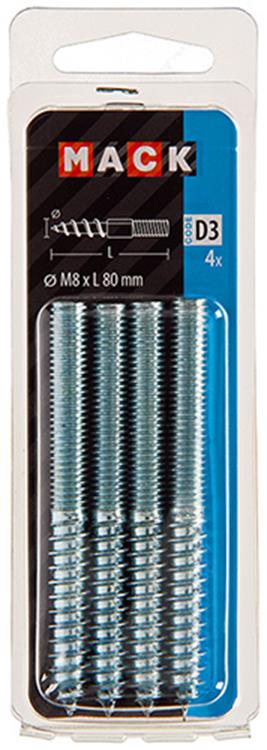Mack 1017671 - embout bois + mètre. fil cond. 4 pièces m8x80 | 10 pièces