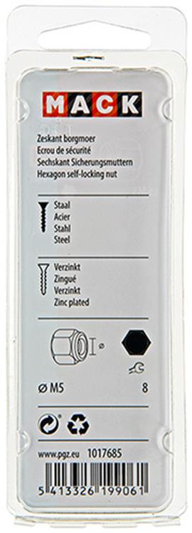 Mack 1017685 - contre-écrou hexagonal en acier galvanisé 18 pcs m5 | 10 pièces