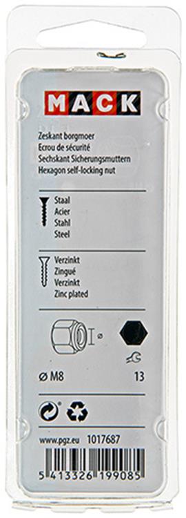 Mack 1017687 - contre-écrou hexagonal en acier galvanisé 12 pcs m8 | 10 pièces