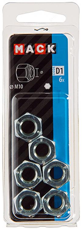 Mack 1017688 - contre-écrou hexagonal en acier galvanisé 6 pcs m10 | 10 pièces