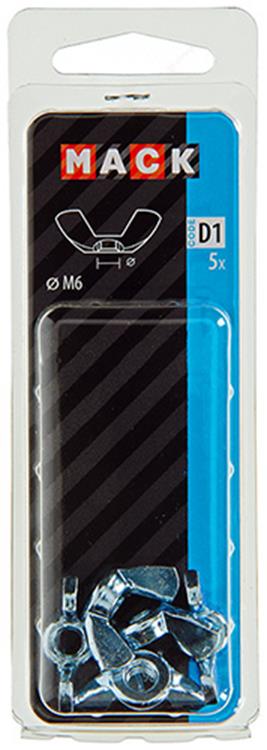 Mack 1017698 - écrou à oreilles en acier galvanisé 5 pcs m6 | 10 pièces