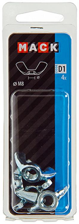 Mack 1017699 - écrou à oreilles en acier galvanisé 4 pcs m8 | 10 pièces