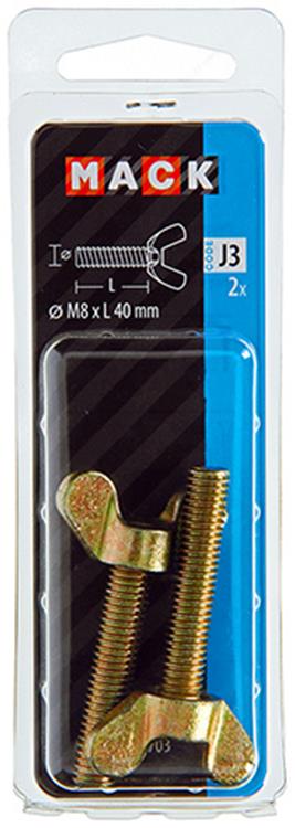 Mack 1017703 - vis à oreilles galvanisée jaune 2 pcs m8 x 40 mm | 10 pièces