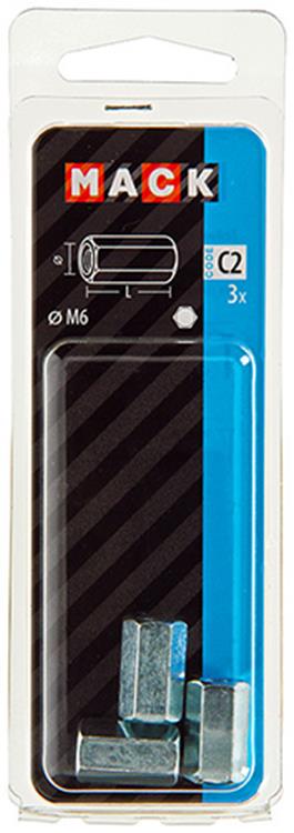 Mack 1017704 - écrou de connexion hexagonal galvanisé 3 pcs m6 | 10 pièces