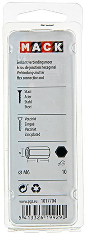 Mack 1017704 - écrou de connexion hexagonal galvanisé 3 pcs m6 | 10 pièces