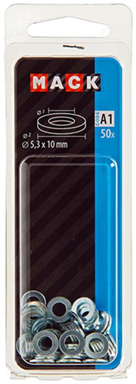 Mack 1017713 - rondelle acier galvanisé 50 pcs 5,3 x 10 mm | 10 pièces