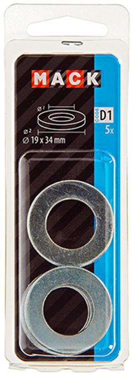 Mack 1017721 - rondelle acier galvanisé 5 pcs 19 x 34 mm | 10 pièces