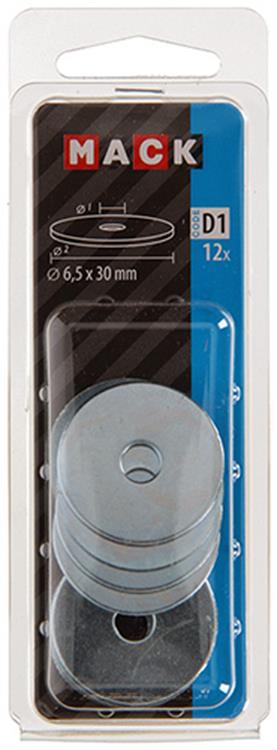 Mack 1017739 - rondelle de carrosserie galvanisée12 pcs 6,5 x 30 mm | 10 pièces
