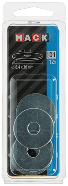 Mack 1017741 - rondelle de carrosserie galvanisée 12 pcs 8,4 x 30 mm | 10 pièces