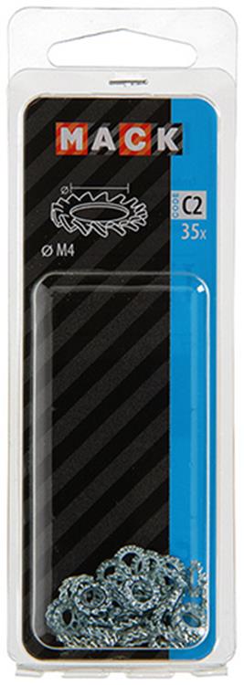 Mack 1017747 - rondelle élastique dentée en acier galvanisé 35 pcs m4 | 10 pièces