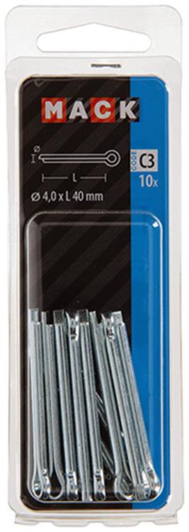Mack 1017766 - goupille fendue en acier galvanisé 10 pièces 4,0 x 40 mm | 10 pièces